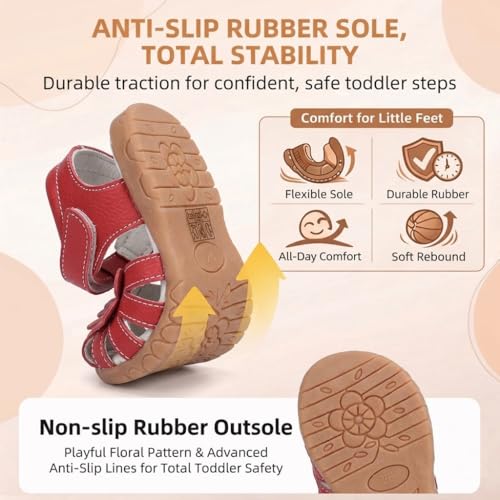 Image of Femizee Toddler Girls Leather Dress Sandals with Adjustable Strap
