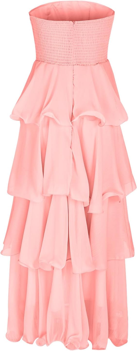 Spring Wedding Guest Dresses for Women 2025 Strapless Maxi Dress Off Shoulder Tiered Dresses Beach Vacation Sundress