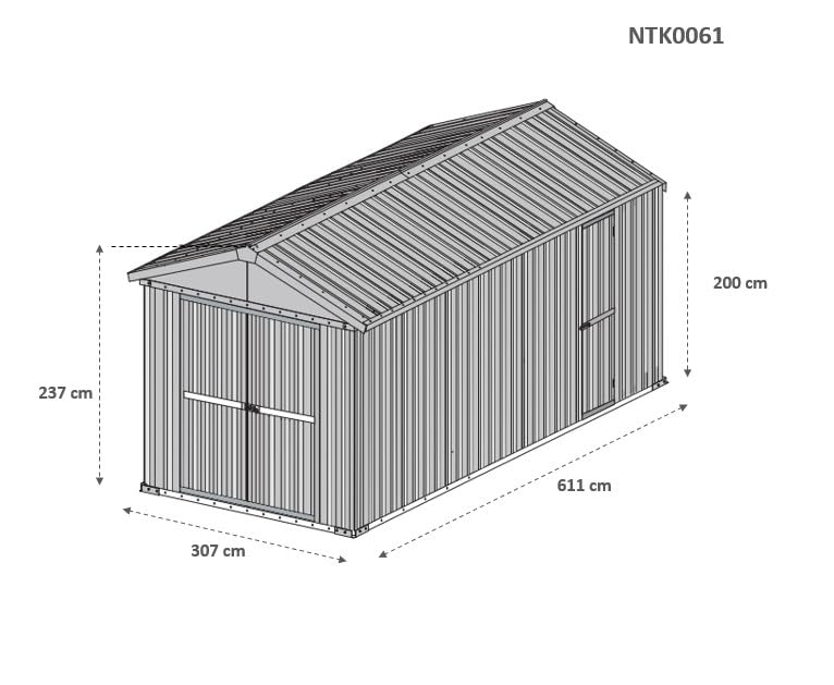 Box in Acciaio Zincato Casetta da Giardino in Lamiera 3.27 x 6.11 m x h2.35 m - 346 KG – 19 metri quadri (Bianco)