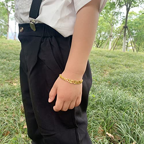Ethlyn Baby Bracelets For Boys Girls Gold Plated Cuban Link Chain Bracelets Bells Little Boys Birthday Gifts (My693) #TOP2