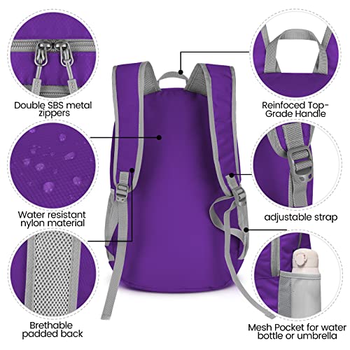 Image of ZOMAKE Ultra Lightweight Hiking Backpack 28L, Packable Small Backpacks Water Resistant Daypack for Women Men(Purple)