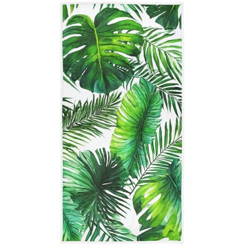 Wamika Tropical Palm Leaves Hand Towels Jungle Floral Ultra Soft Thin Bath Towel Highly Absorbent Multipurpose Bathroom Towel for Hand,Face,Gym and Spa,16x30 in