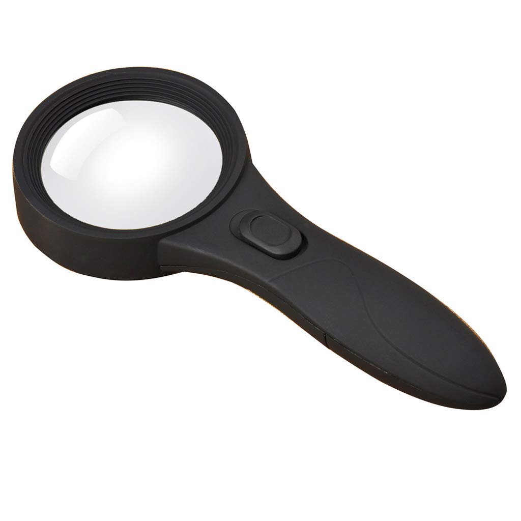 Lupa de mano con luz LED falsificada 5 veces de alta definición, lupa de lectura por la noche