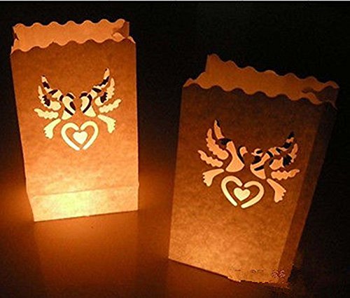 A Liittle Tree Luminary Candle Lantern Paper Bags Party Wedding Birthday Celebrations (Dove, 10)
