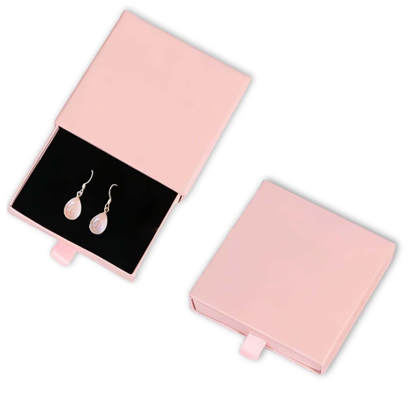 Desenda Scatola Regalo Per Gioielli Con Sacchetto In Velluto - Organizer In Cartone Rosa 9x9x1,8 Cm - 4
