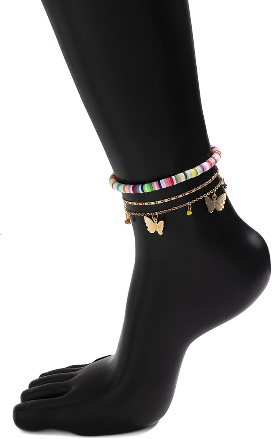 Daesar Beach Anklet for Girls, Anklet for Women Gold Plated Butterflies Beads Chain Beaded Anklet Sets for Women