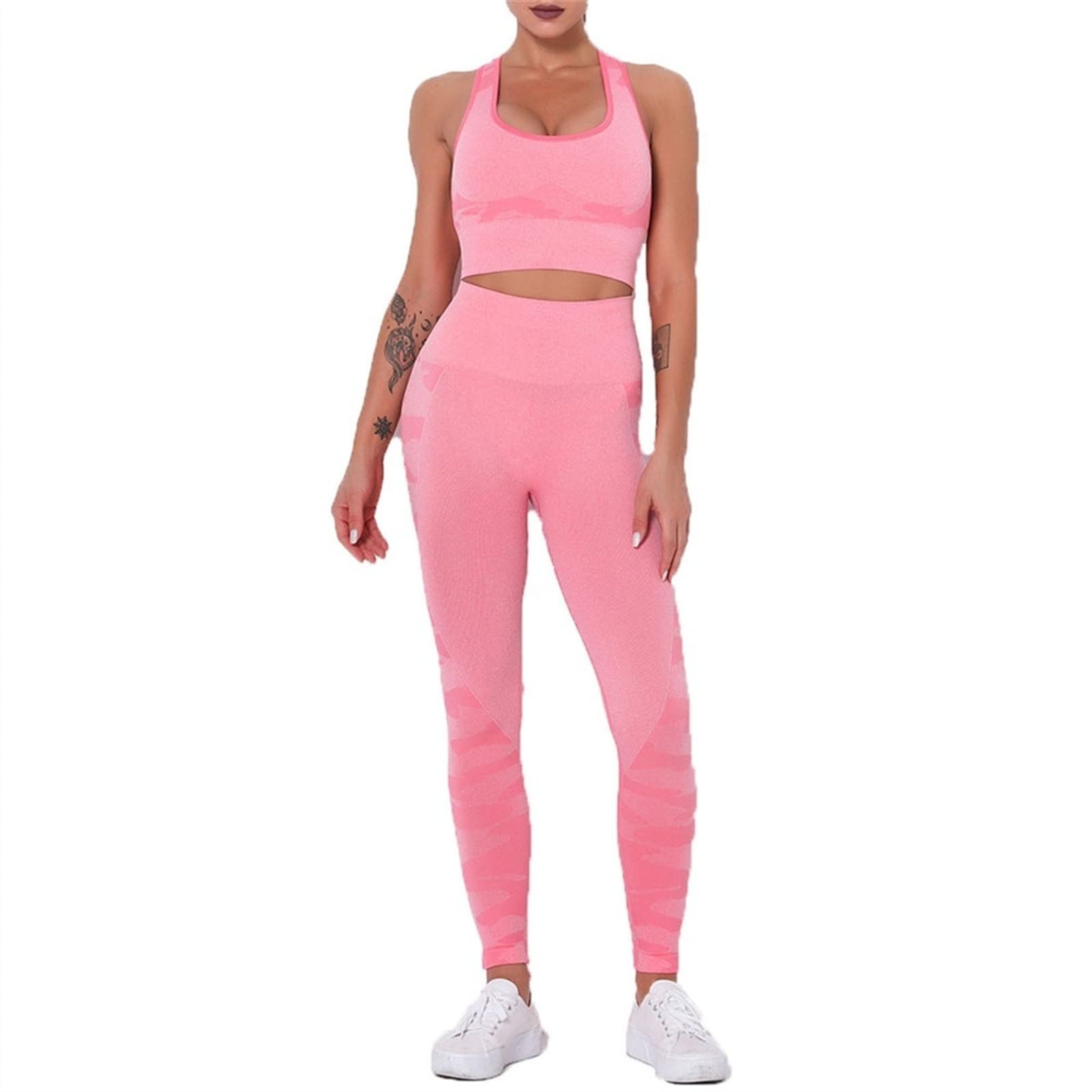 Damskie dresy treningowe do jogi, strój dla kobiet, zestaw 2 sztuki, nakładka do jogi Scrunch tłok, gimnastyka, legginsy bez ramion, sportowy biustonosz z rękawami crop Top Yoga Fitness dres treningowy 2 sztuki