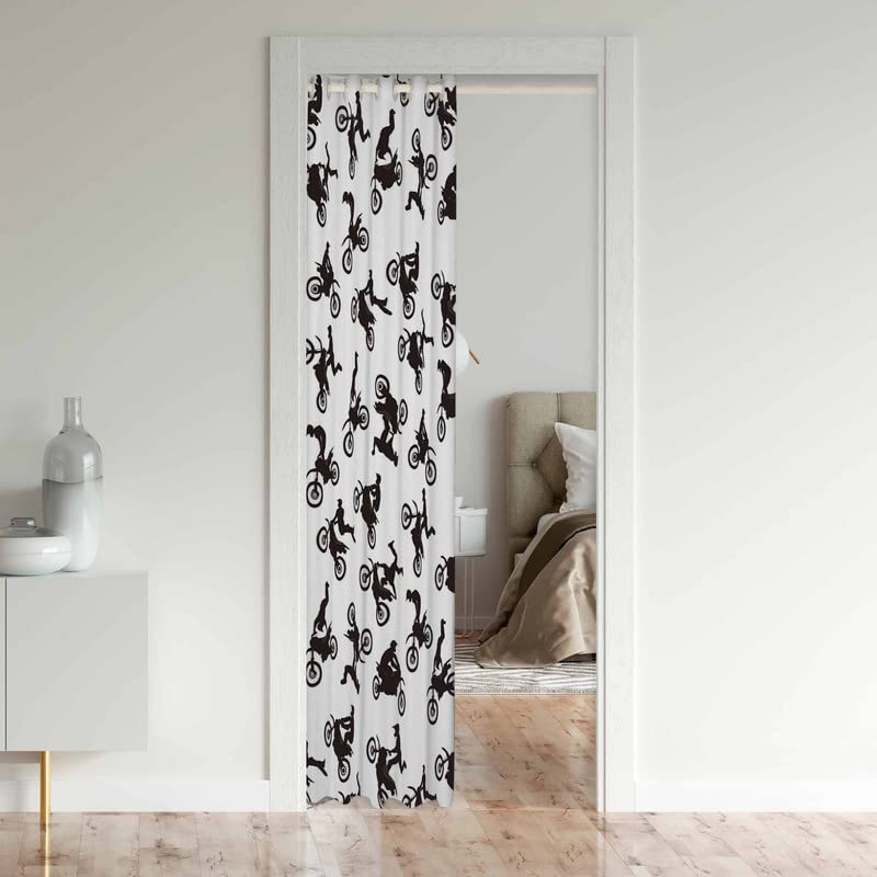 Loussiesd Dirt Bike Door Curtains for Doorway Privacy 80 Inch Length 30%-50% Blackout Insulated Thermal Room Divider Cover Motocross Rider Closet Curtain for Bedroom Living Hallway 1 Panel 106x203cm - Image 3