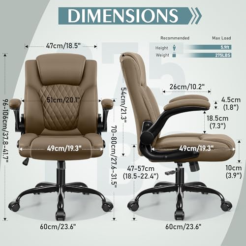 Image of Leather Office Chair, PU Home Computer Desk Chairs with Ergonomic Back Support, 360Swivel Free,Small Gaming Chair with Wheels and Adjustable Armrests, for Short People Use