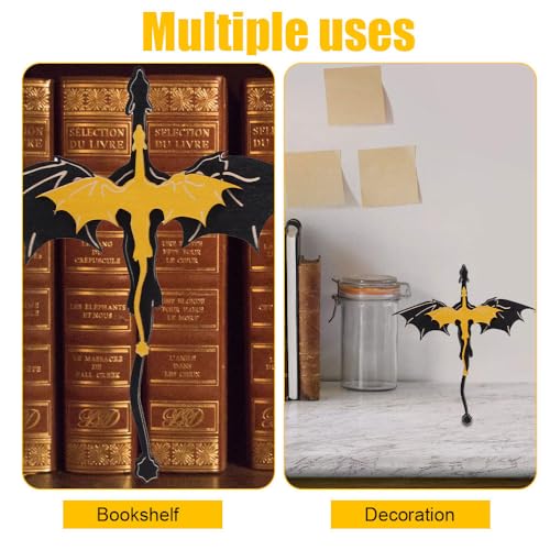 Drachen Bücherregal Dekor, Fantasy Buchstützen Dekoration, Holz Drachen-Buchstütze für Buchliebhaber, Leser, Drachen-Hobbyisten