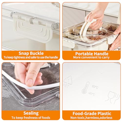 Snack Aufbewahrungsbox Süßigkeiten Box mit Deckel & Griff, Nussbonbons Trockenfrüchte Lebensmittel Tablett Getrocknete Obst Platte Fächer, Obstbox Trockenobstbehälter Geteilte Serviertabletts Teller