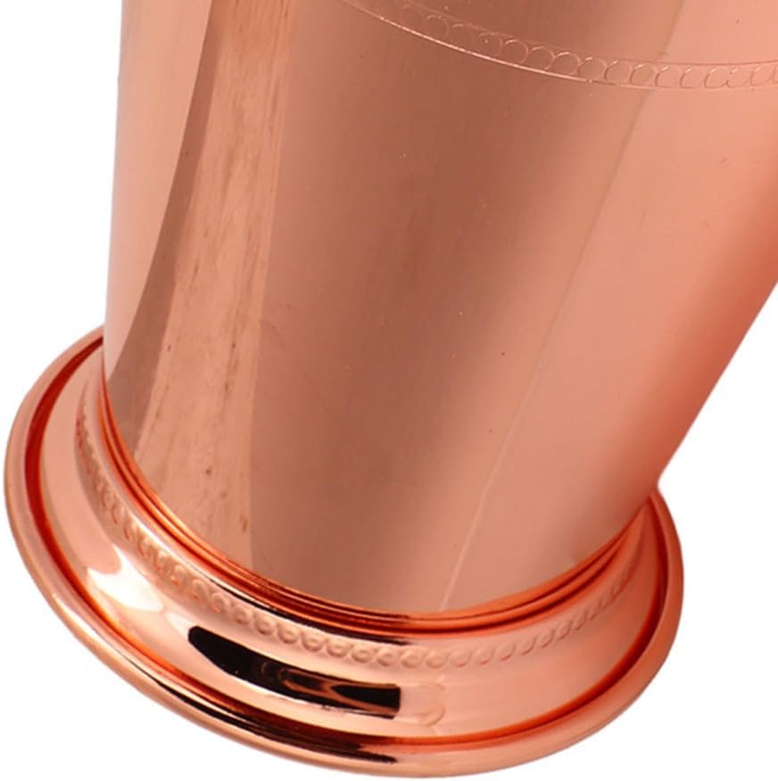 2Pcs Mint Julep Cups - 400ml Stainless Steel Beaded Cocktail Cups Retro Design Wide Base for Home Bar Rose Gold 4.53x3.62 in