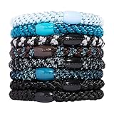 L. Erickson Grab & Go Ponytail Holders, Blue Tide, Set of Eight - Exceptionally Secure with Gentle Hold