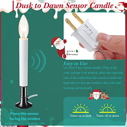 Hortsun HORTSUN-WA-534 8 Pieces Electric Window Candle With Pewter Plated Base Window Candle Light Sensor Turns thumb #1