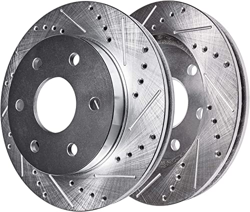 Image of Detroit Axle - Rear Brake Kit for 03-06 Chevy Silverado GMC Sierra 1500, Drilled & Slotted Disc Brake Rotors Brake Caliper 2003 2004 2005 2006 Replacement