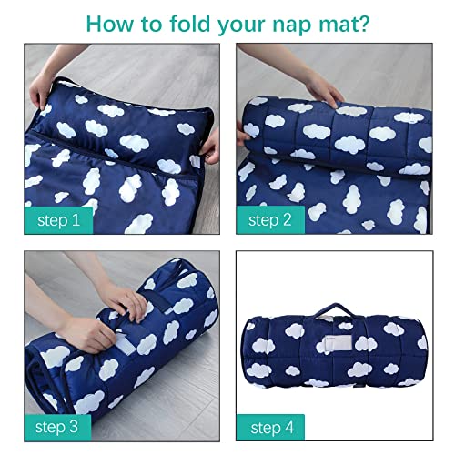 image for Biloban Toddler Nap Mat with Removable Pillow and Blanket, Nap Mats fo