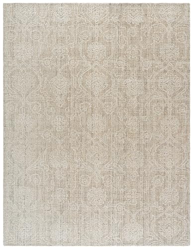 Image of SAFAVIEH Area Rug 8x10 - Ebony Collection - Large - Grey & Ivory, Handmade Wool, Ideal for Living Room, Bedroom, Office, Dining Space (EBN111F)
