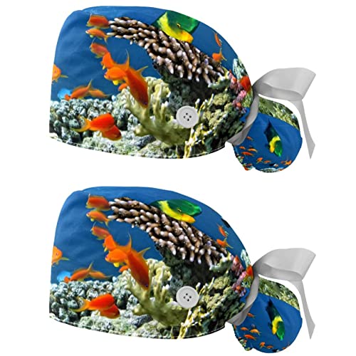 Casquettes de travail anti-transpiration avec imprimé paysage sous-marin de corail