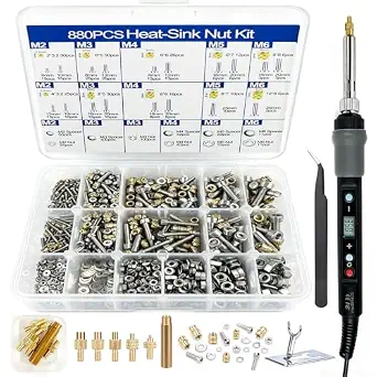 Heat Set Insert Tool Kit 880PCS for 3D Printing and Plastic Reinforcement
