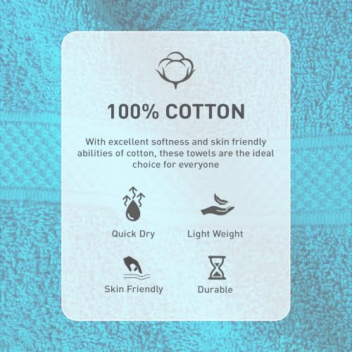 Image of MYTRIDENT Hand Towel | Urban Comfort | Quick Drying | Travel Friendly | for Men /Women | 2 Pc Hand Towel (40 cm x 60 cm) | 100% Cotton 450 GSM - Teal Sachet