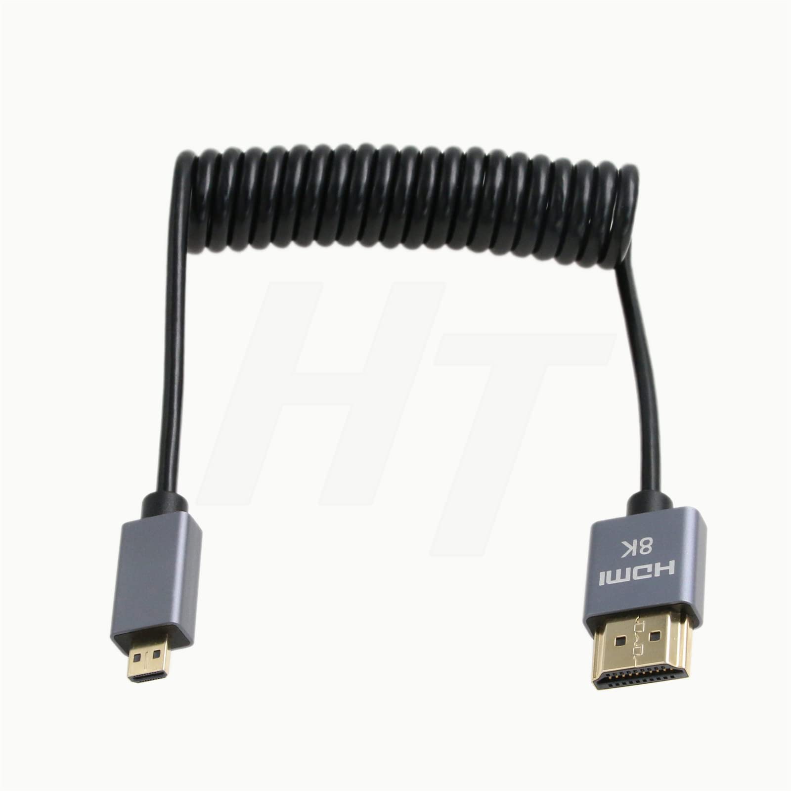 HangTon Micro HDMI to Standard HDMI 4K 8K 60fps Coiled Cable for ATOMOS Ninja V Monitor Sony A6400 A7s Canon EOS M R5 R7 GH4 X-T4 Z50 Camera Type A D
