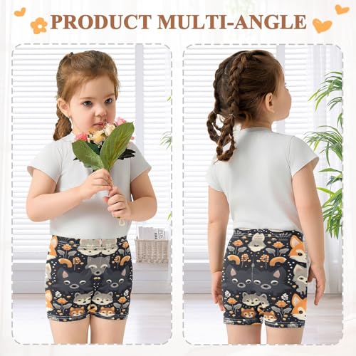 Girls Cotton Bike Shorts Cute Fox Print Toddler Summer Outfit Athletic Spandex Undershorts, 4T4