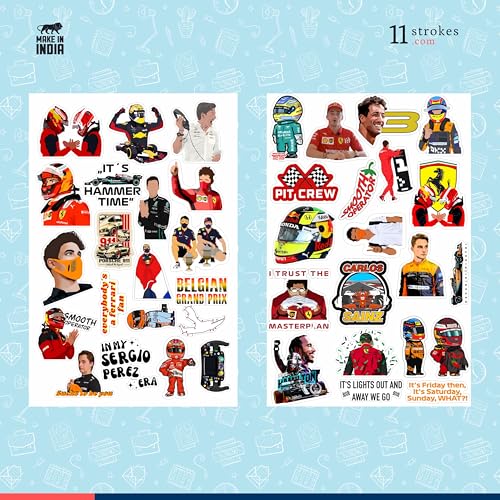Image of 11 Strokes Stickers Set of 100 f1 Stickers I Formula 1 car I f1 Merch car Sticker I Ferrari - Gifts for Car Lovers