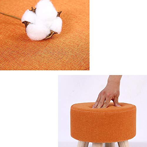 Tabouret de canapé orange avec repose-pieds bois massif design