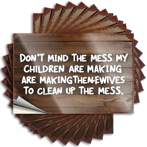 Adhesivo con letras para decoración de baño, impermeable, con texto en inglés 'Don't Mind The Mess My Children are Making', para uso de pesca (8 x 12 cm)
