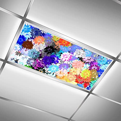 BIROSVSY Fluorescent Light Covers for Classroom Office - Eliminate Harsh Glare Causing Eyestrain and Headaches. School-Office-Indoor Ceiling Lamp DecorationBeautiful Flower