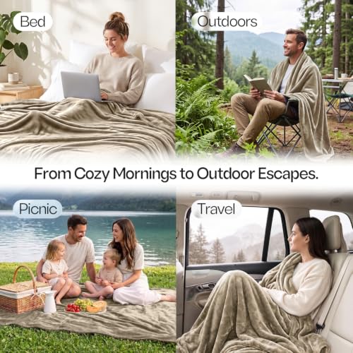 Image of Utopia Bedding Fleece Blanket King Size Camel 250GSM Luxury Fuzzy Soft Anti-Static Microfiber Bed Blanket (90x102 Inches)