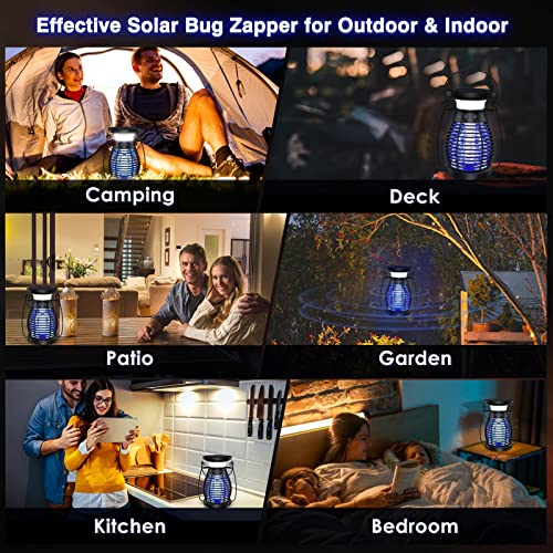 Solar Bug Zapper Outdoor, Cordless Mosquito Zapper With 4800V High Powered Uv Light, Waterproof Fly Zapper Trap For Camping, Patio, Deck, Backyard, Kitchen #TOP4
