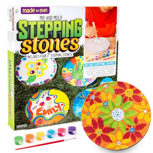 Made By Me Mix & Mold Your Own & Make 4 DIY Personalized Stepping Stones Great Spring & Summer Weekend Activity Perfect Keepsake Birthday Party Idea for Kids Ages 5 6 7 8 9 Multicolor
