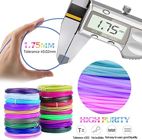 3D Pen Filament Refills PLA, 20 Colors, 5m Each Total 100m, 1.75mm 3D Printing Pen Filament,No Smells Filament for Most Intelligent 3D Pen