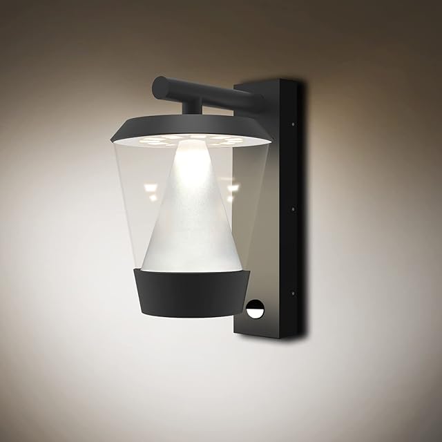FLORNIA Gray Outdside Light Outside LED Wall Light with Motion Sensor Outdoor Wall Lighting Mains Powered PIR External Garden Weatherproof Aluminum Lamp (Gray 900LM 13W 4000K IP44)