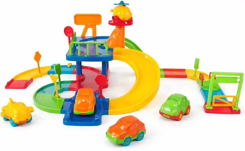 Pista de Carrinhos Infantil Colorida com Rampas Curvas e Acessórios 3+ anos
