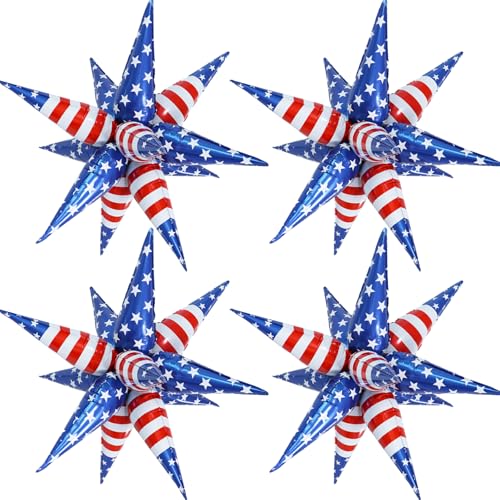 Image of 32 inch American Balloons Patriotic Balloons Star Red White Blue Balloon for Independence Day Party Decorations Memorial Day for the Fallen Party Decor 4th of July Party Decor Veterans Day Balloon USA