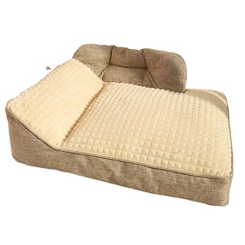 四季度通用 大型犬用ドッグベッド 寝具 ソファパッド 高密度PP綿使用 可洗い 布素材 グレー・ミルクビスケット・カaramelブラ 8-100キロのペットに適 (犬用ベッド ペットマット ミルクベージュ > 2XL 120*90*25cm)