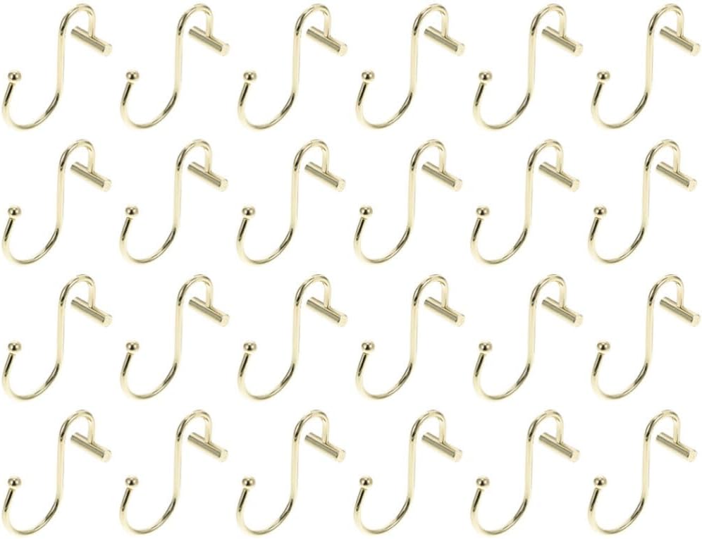 Kichvoe 24pcs Decorative Shower Curtain Hooks Simple Shaped Metal Bathroom Hooks for Shower Curtains Strong Weight Capacity Stylish Design for Home Decor