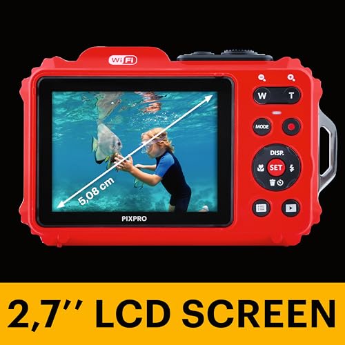 KODAK PIXPRO WPZ2 15M Su Geçirmez Fotoğraf Makinesi - 2 Lityum Pil + 16GB SD Kart - 16MP, 4x Optik Zoom, 1080P Full HD Video (Kırmızı)