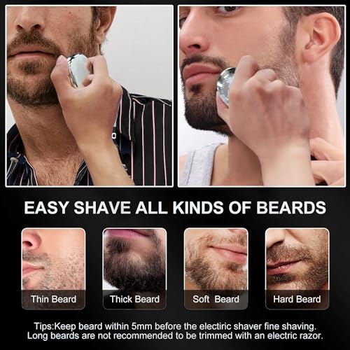 Mini Electric Shaver for Men, 2024 New Portable Electric Shaver Electric Beard Trimmer, Upgrade USB Rechargeable Waterproof Mini Shaver Electric Razor (Silver) - Thumbnail 6