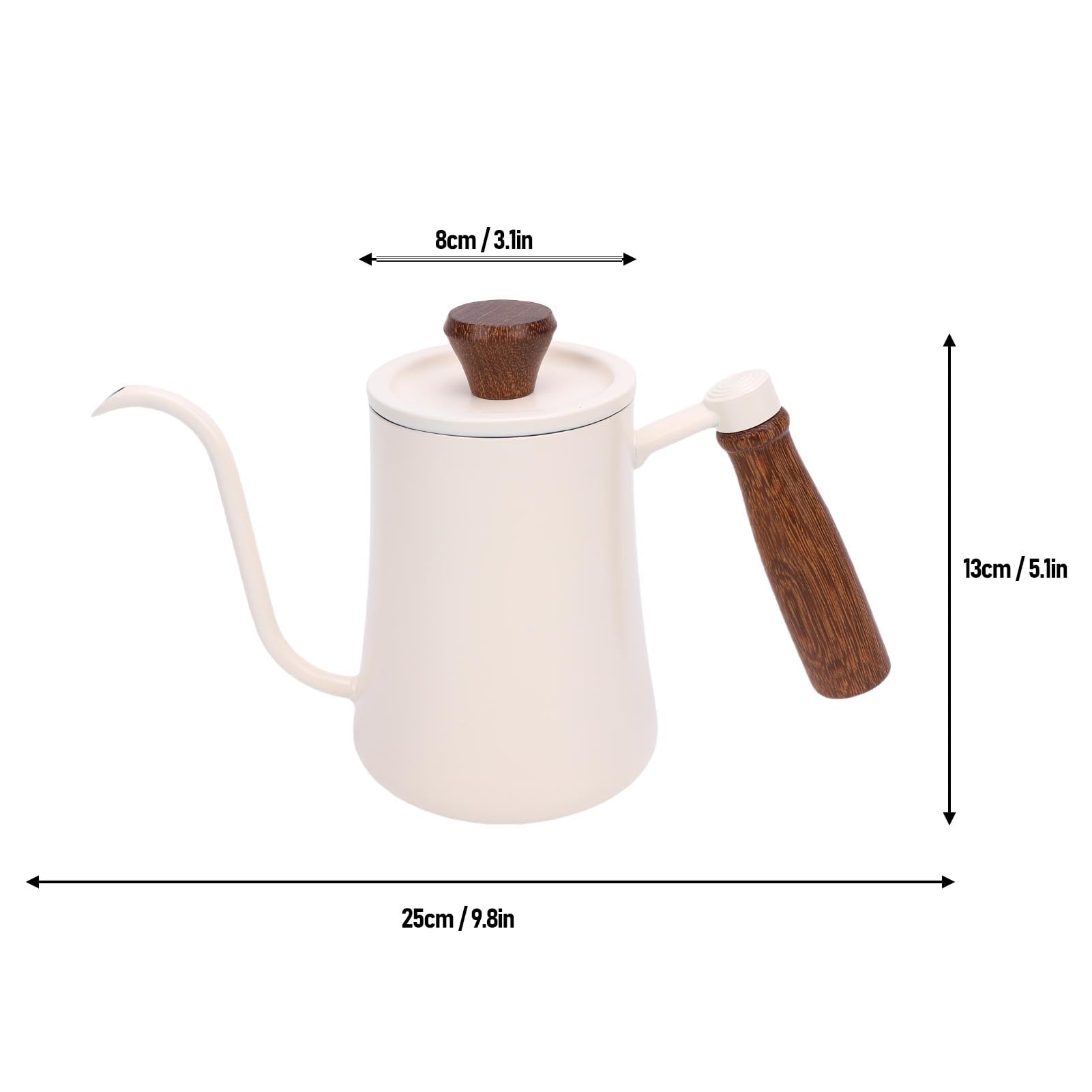 Pour Over Coffee Kettle, 600ML Gooseneck Narrow Long Spout Coffee Pot with Scale Hand Drip Kettle for Home Office Camping (White)