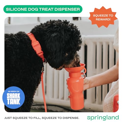 Image of Springer Dog Water Bottle | Portable Travel Drinking Feeder Dispenser for Dogs & Puppies | As Seen on Shark Tank | Leak-Proof Bowl | BPA-Free | Outdoor Walking, Hiking & Travel | 22oz Classic Poppy