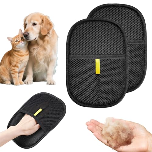 HUZNA 2 Guanti per Animali Domestici,Guanti Antistatici per La Rimozione Dei Peli di Animali,per la Rimozione dei peli di Animali Domestici, per Divani Auto Casa Animali su Vestiti