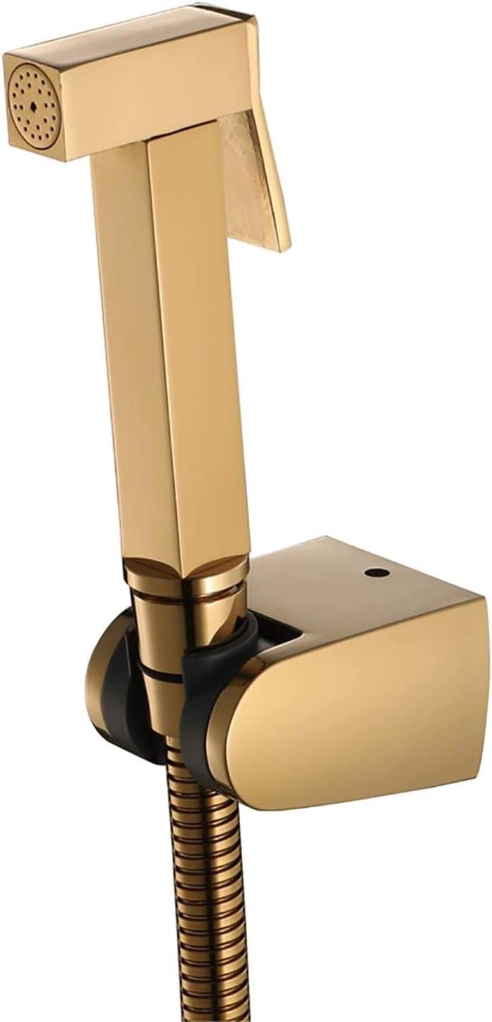 Handheld Bidet Sprayler do toalety, Titanium Gold Portable Tkanina Zestaw rozpylacza Mosiężne Bidet Zestaw opryskiwaczy z wąż prysznicowy i uchwyt na higienę osobistą, kąpiel zwierzak