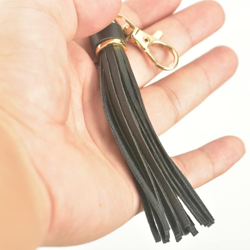 Sisadodo Black Leather Tassel Keychain for Women Girls Car Handbag Accessories Keychain Birthday Christmas Gifts for Women - Image 3