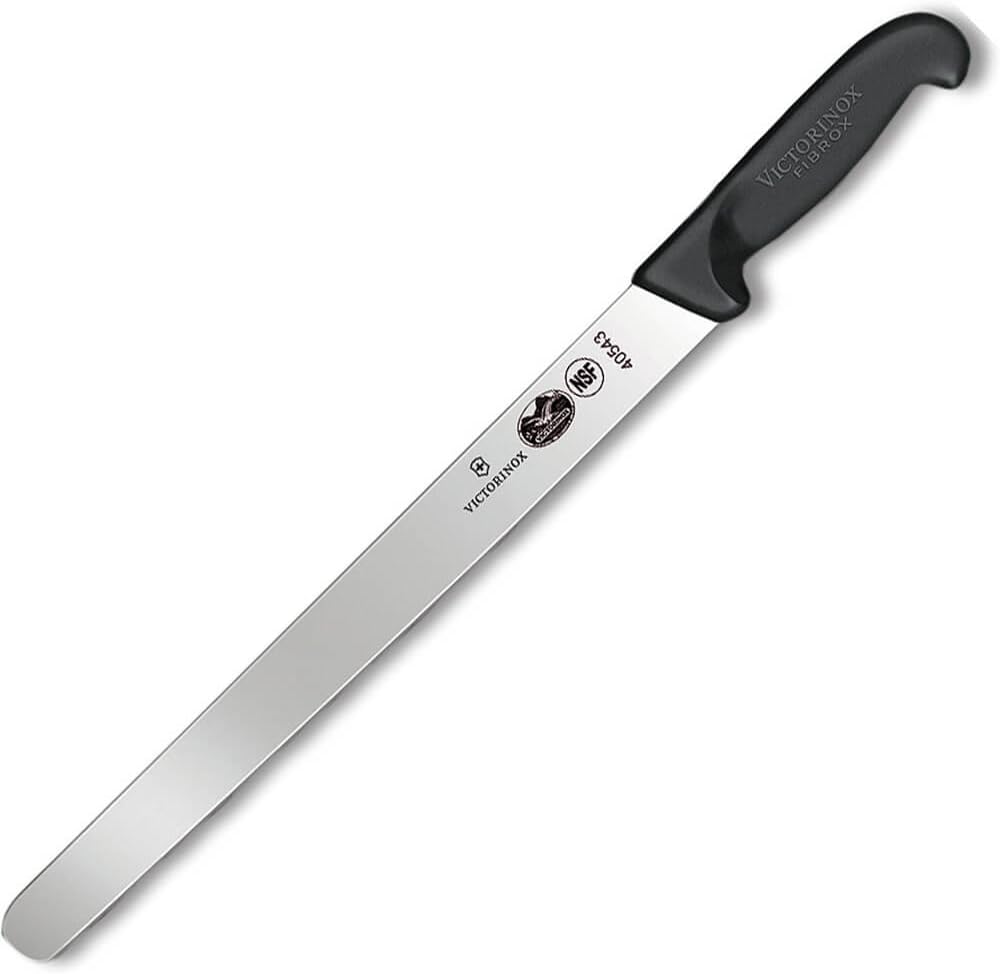 Victorinox Fibrox jambon bıçağı, 30 cm, yuvarlak bıçak, paslanmaz, paslanmaz çelik, bulaşık makinesinde yıkanabilir, siyah