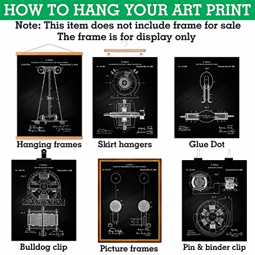 Nikola Tesla Vintage Patent Wall Art - Geek Steampunk Home Office Industrial Wall Decor - Engineer Gifts Idea For Mechanical Electrical Men Women Science Grad Nerd - Unframed 8X10 Poster Prints #TOP3