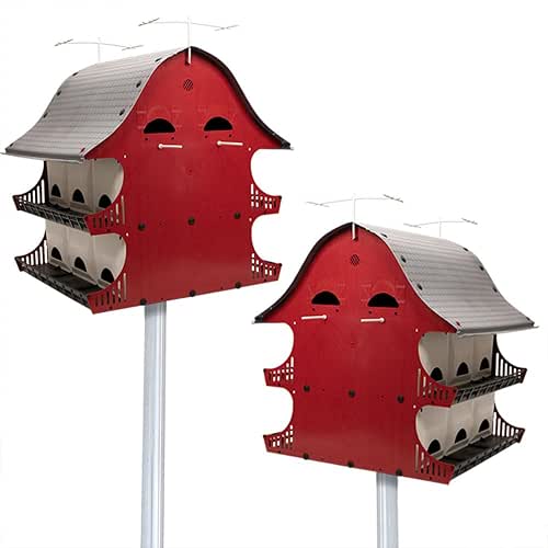S&K Dual Purple Martin Barns, 2-Pack, Expandable Option, Plastic Construction,
