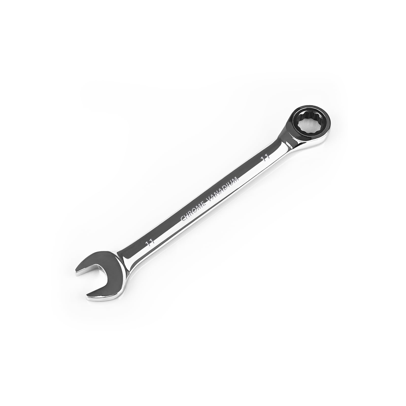 EGOFINE 11mm Ratcheting Combination Wrench Metric, Industrial Grade Gear Spanner with 12-Point Design, 72-Tooth Ratchet